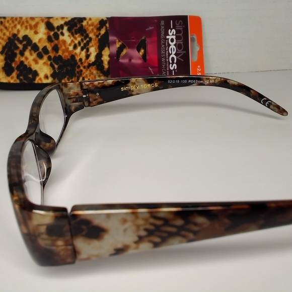 2.50 Simply Specs Readers with Case Snake Print - Picture 3 of 5